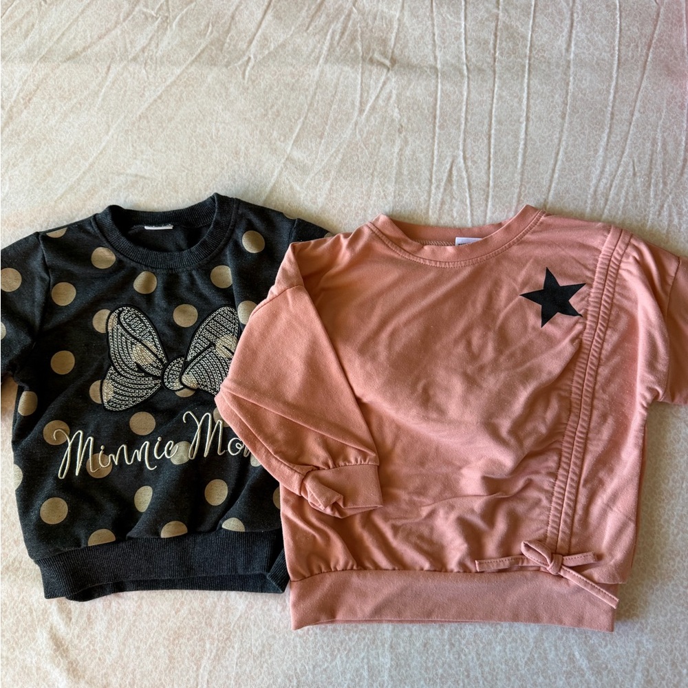 PatPat Black and Pink Kids Sweatshirts with Gold and Star Details